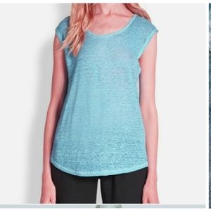 Joie linen burn out tee in turquoise/ teal size large